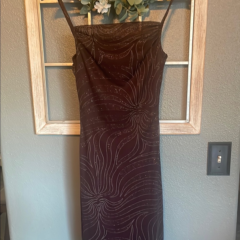 My Michelle Brown Sheath Dress Spaghetti Strap Cocktail